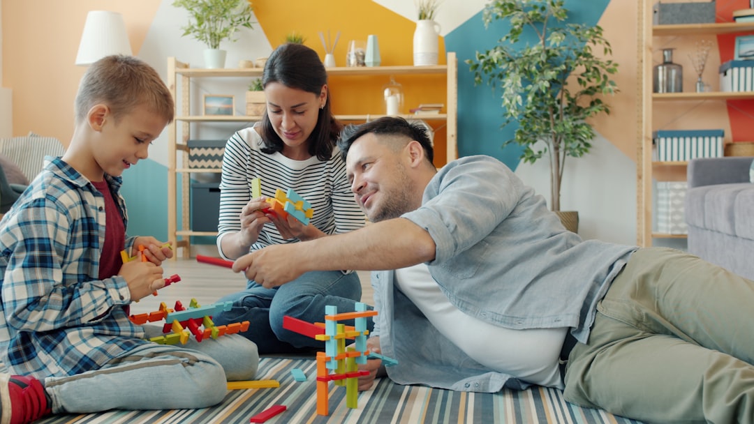 Happy family together at home