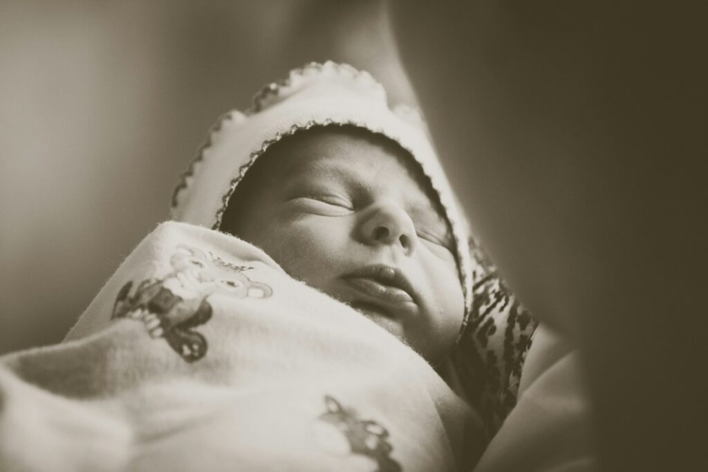 Newborn baby in a gentle family setting
